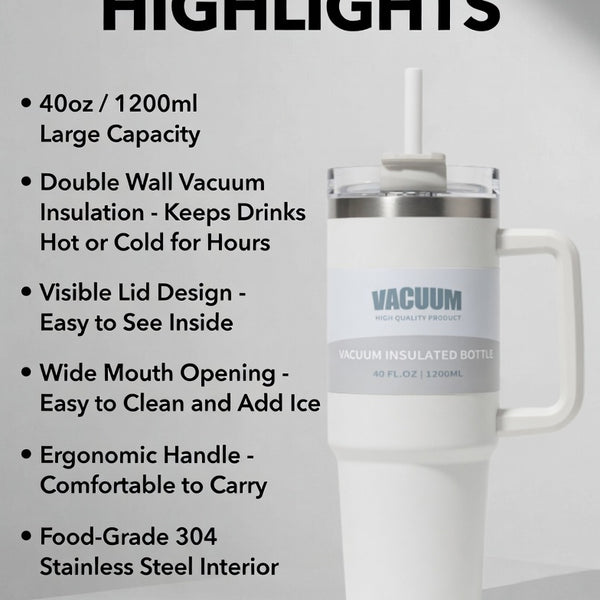 Handled Straw Lid Travel Tumbler 40oz