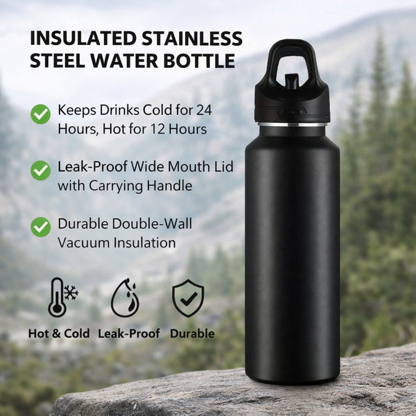 One-Handed Quick-Open Insulated Bottle 24oz