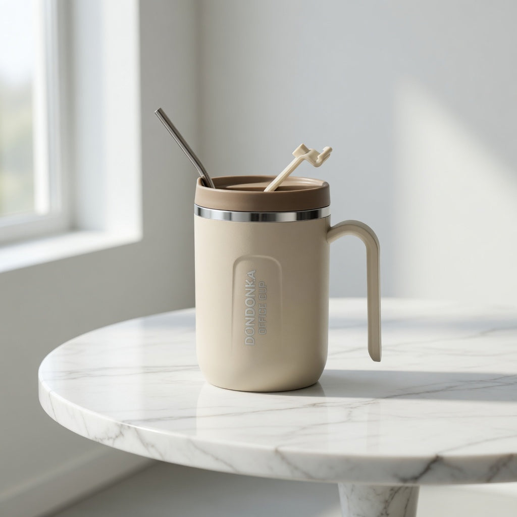 Insulated Handled Office Mug with Multi-Way Lid 17oz