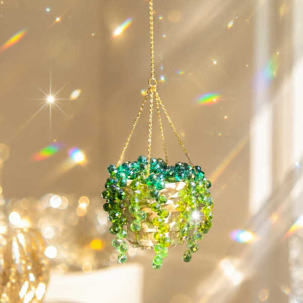 Classic Beaded Hanging Plant DIY Kit with Woven Basket