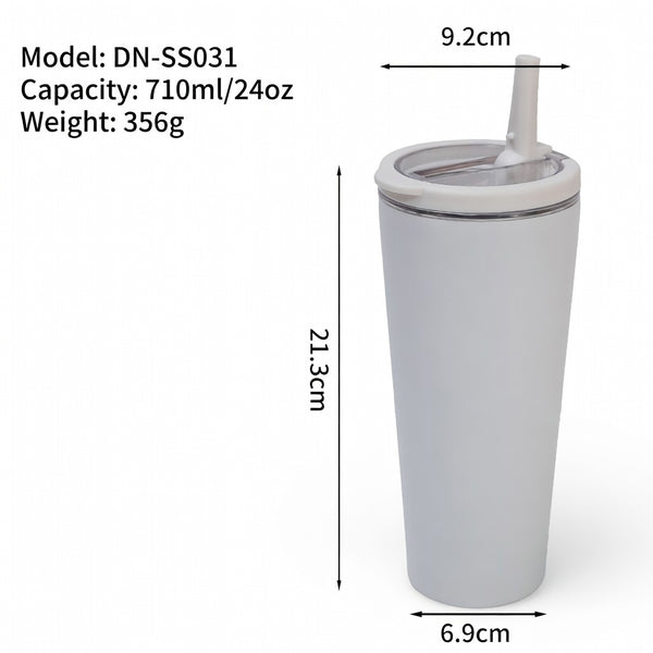 Integrated Ring Handle Straw Tumbler