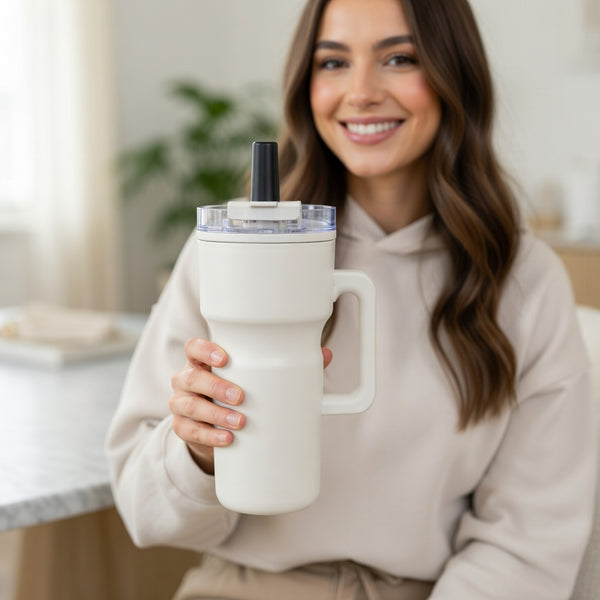 Matte Handled Straw Lid Travel Tumbler 25oz