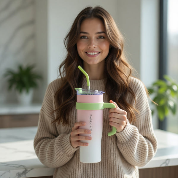 Handled Insulated Straw Tumbler 42oz