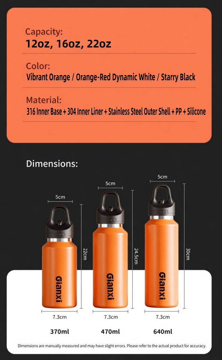 One-Click Wide Mouth Carry Handle Water Bottle