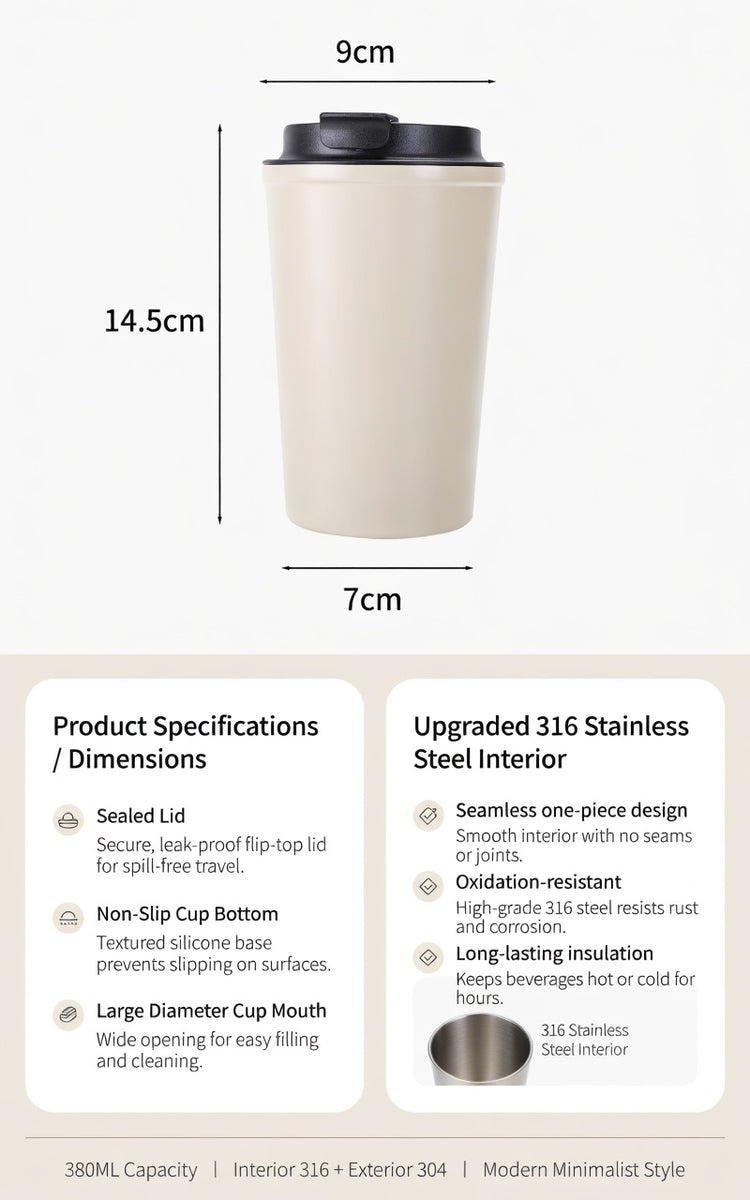 Sealed Flip-Top Coffee Tumbler 13oz