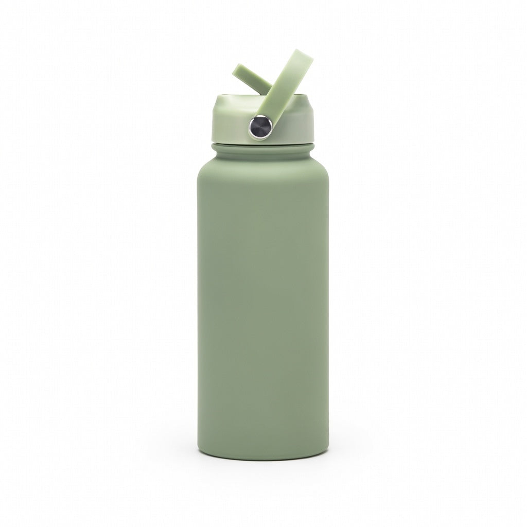 Matte Straw Lid Insulated Bottle