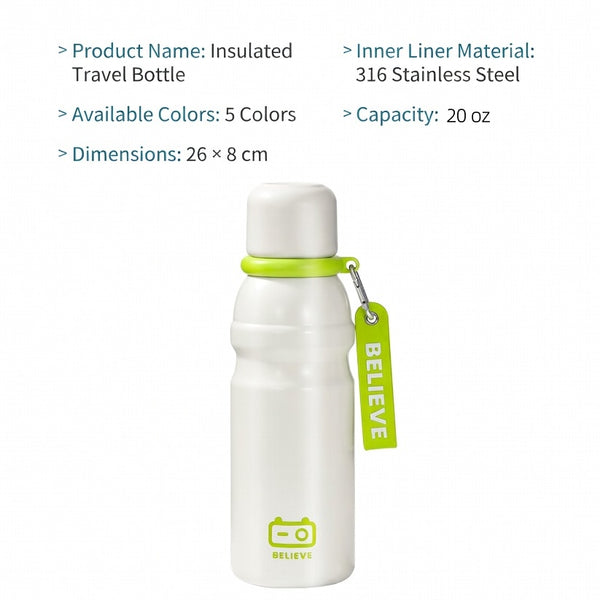 Matte Carry Strap Insulated Water Bottle 20oz