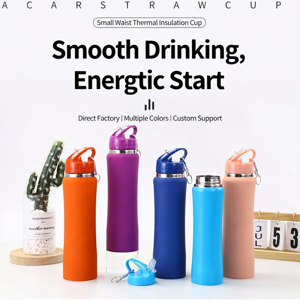 Slim Waist Straw Lid Insulated Bottle