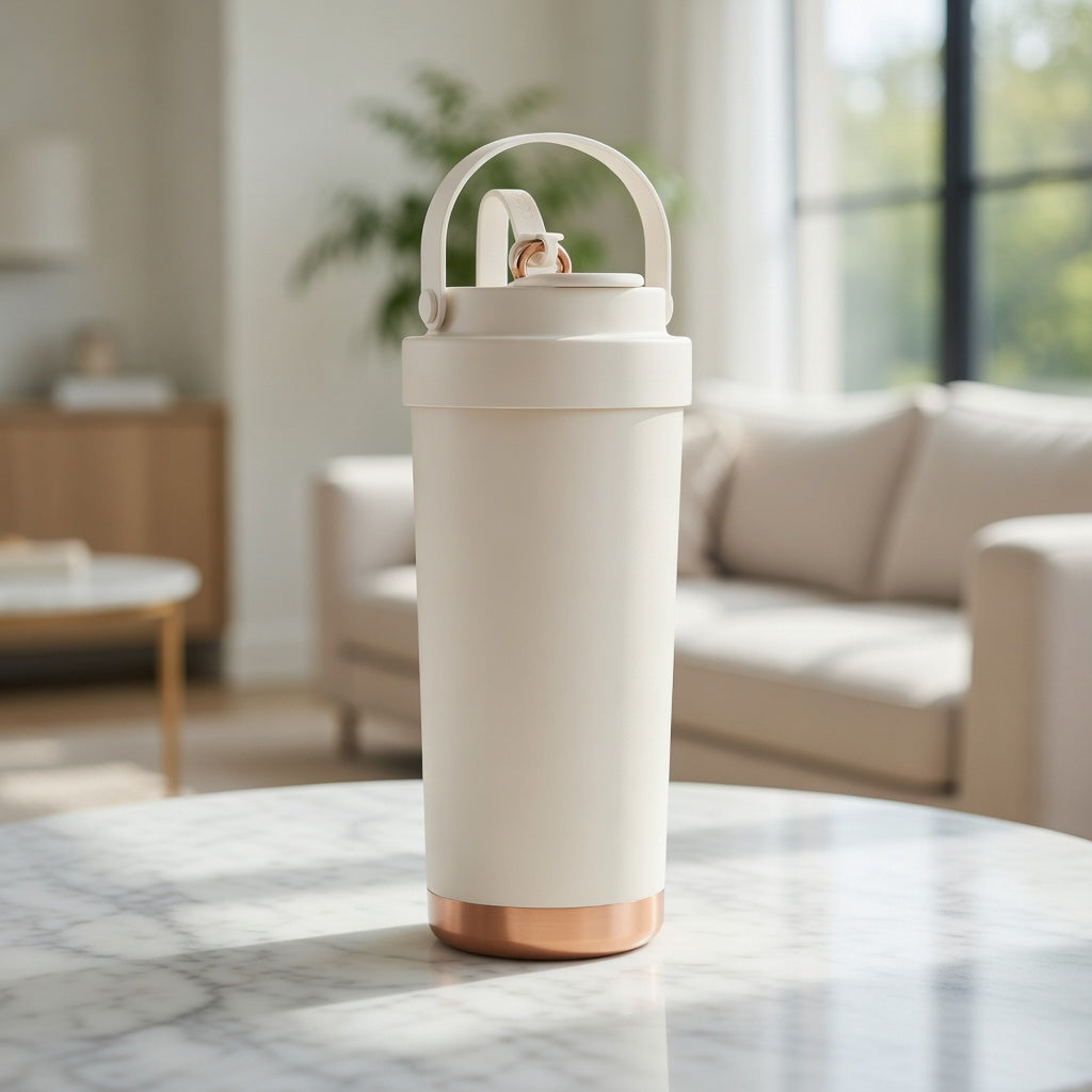 Ceramic Lined Handled Travel Tumbler 26oz