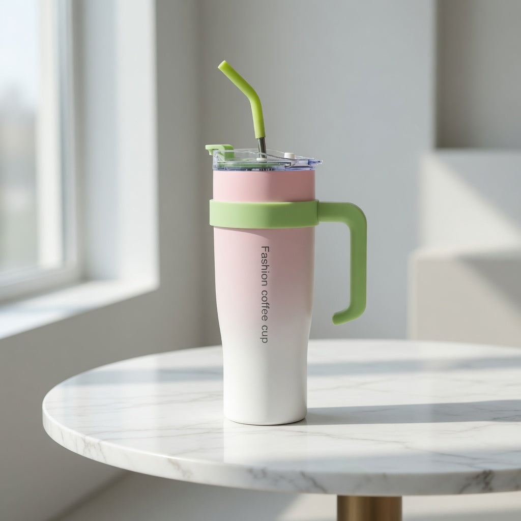 Handled Insulated Straw Tumbler 42oz