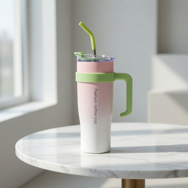 Handled Insulated Straw Tumbler 42oz