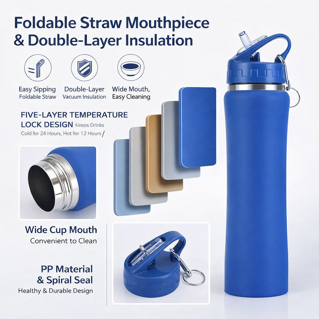 Insulated Straw Lid Water Bottle