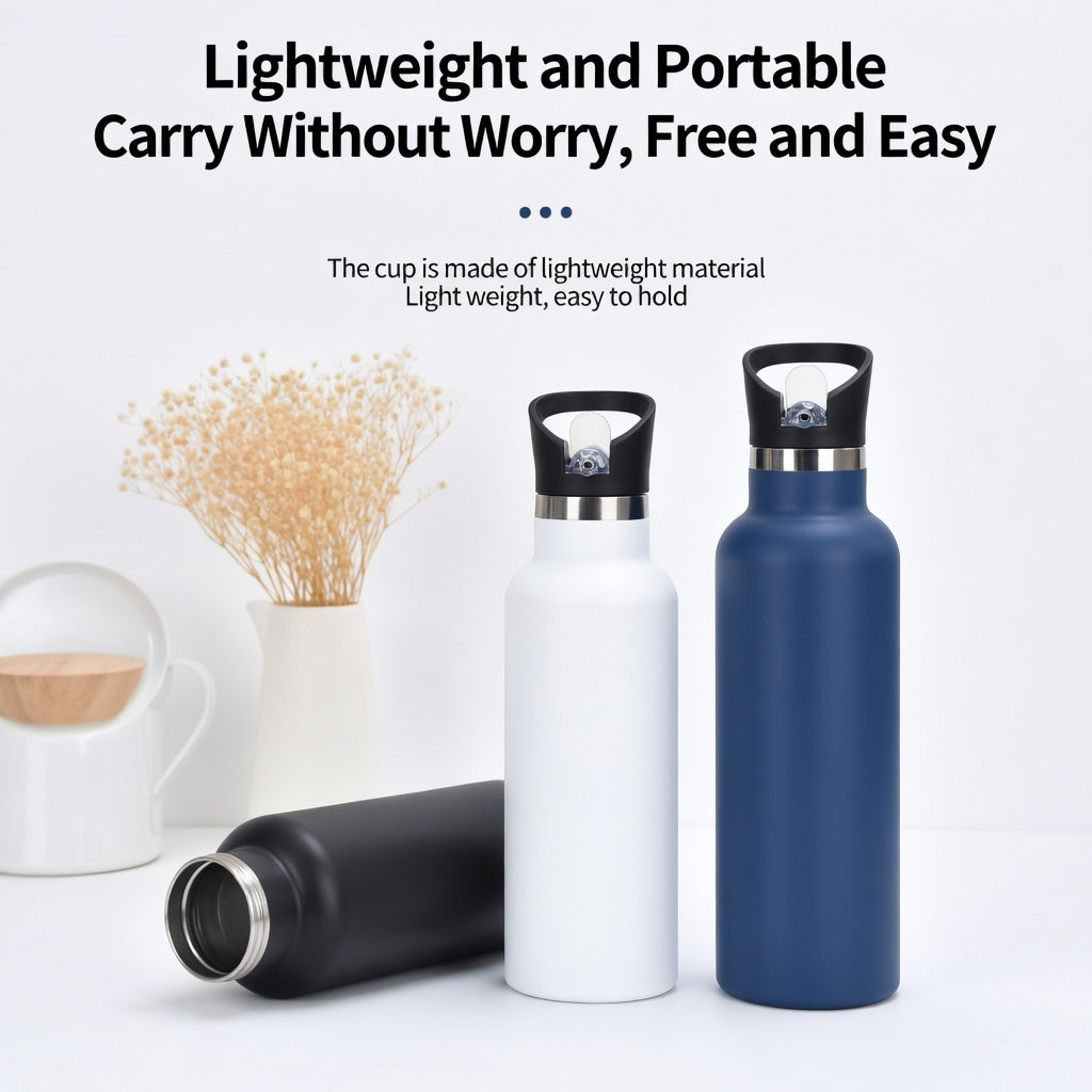 Wide Mouth Insulated Water Bottle with Carry Handle