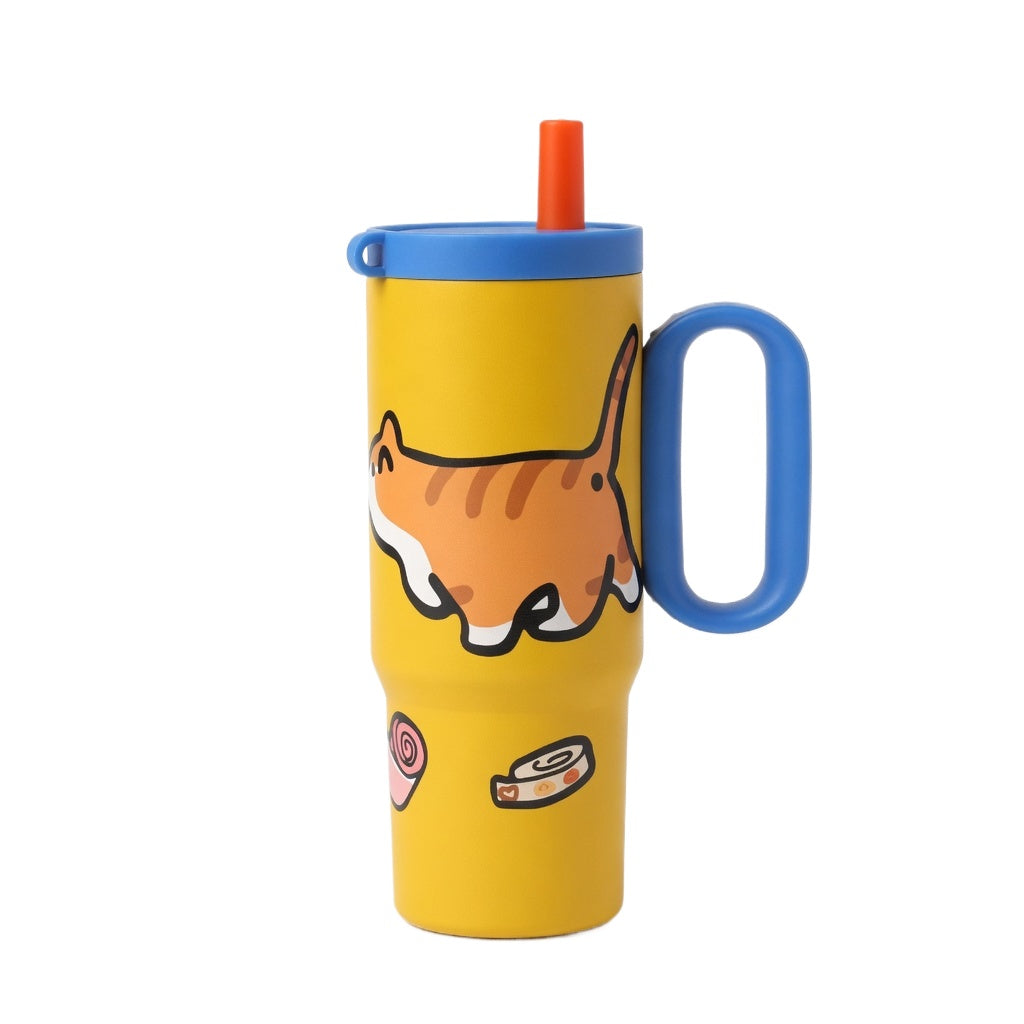 Matte Handled Tumbler with Dual-Drinking Lid 26oz