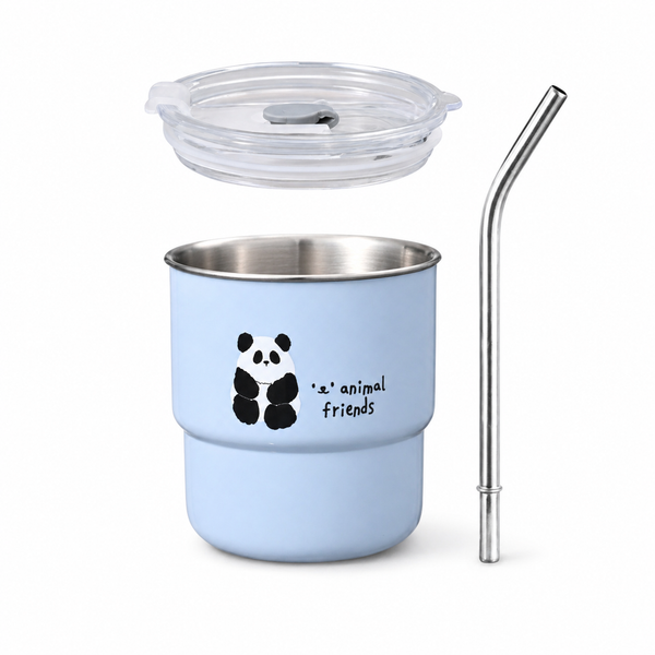 Cartoon Animal Straw Lid Coffee Tumbler