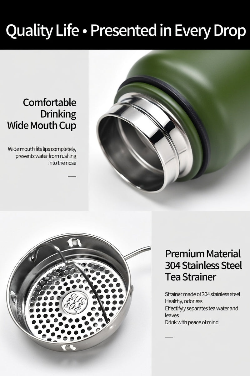 Wide Mouth Carry Handle Insulated Bottle