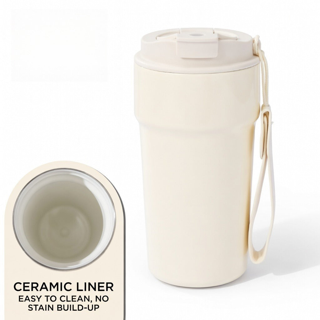 Ceramic Lined Dual-Drink Travel Tumbler 18oz