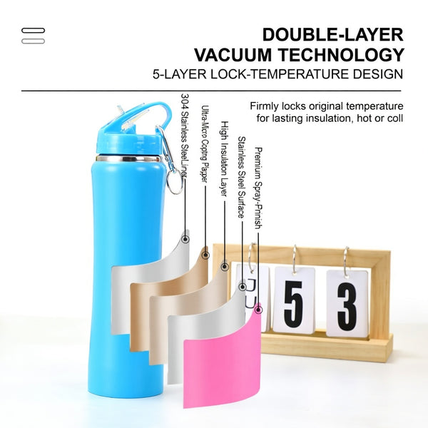 Slim Waist Straw Lid Insulated Bottle
