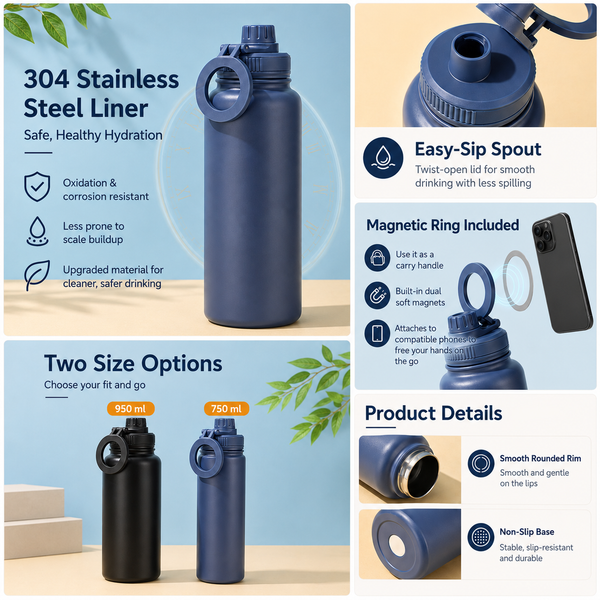 Magnetic Phone Stand Insulated Water Bottle