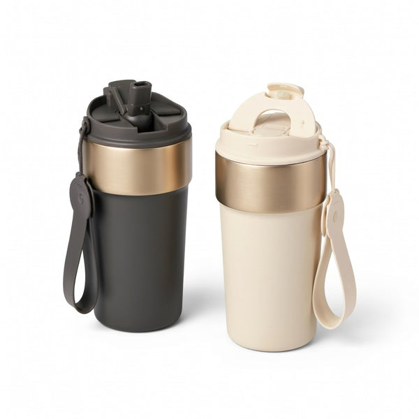 Dual-Sip Insulated Coffee Tumbler