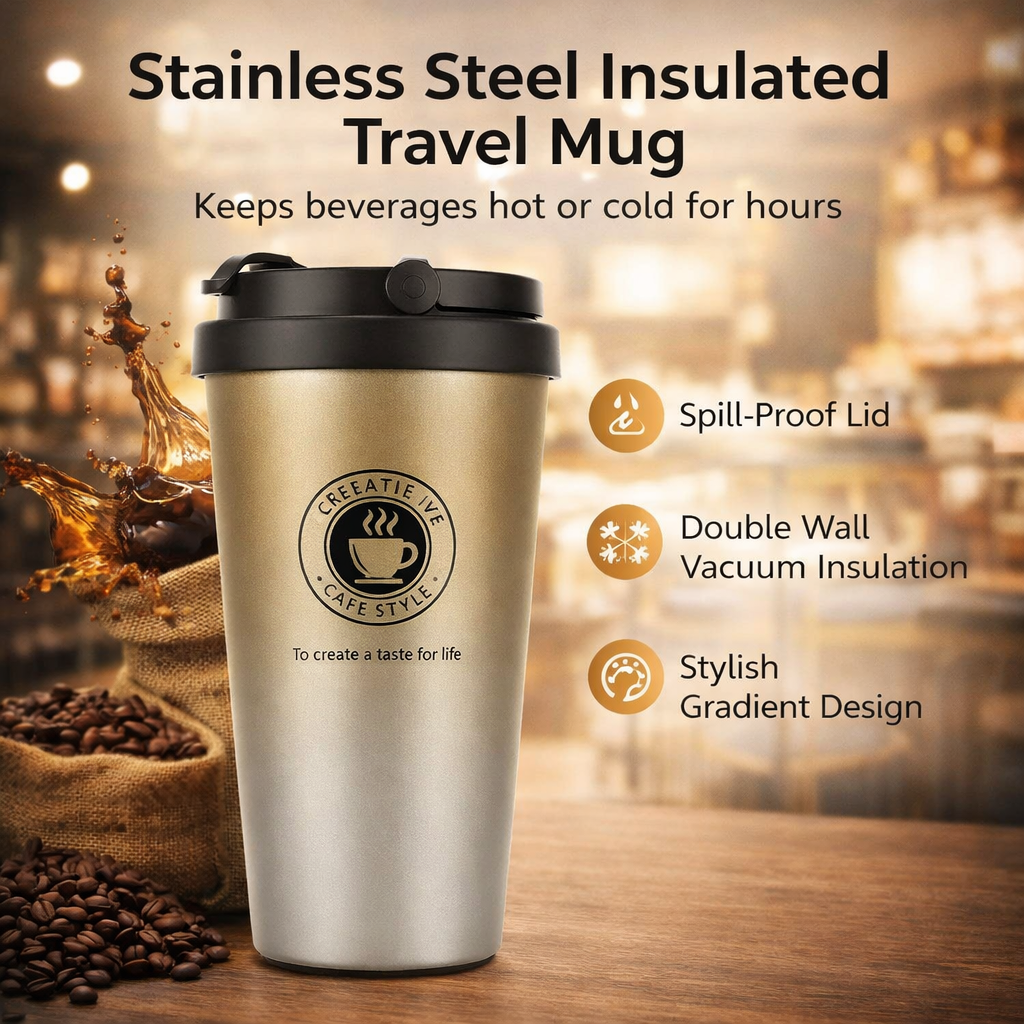 Portable Carry Handle Coffee Tumbler 17oz