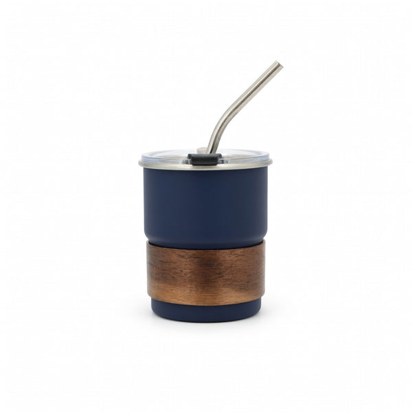 Stackable Dual-Drink Insulated Tumbler with Wood Sleeve 10oz