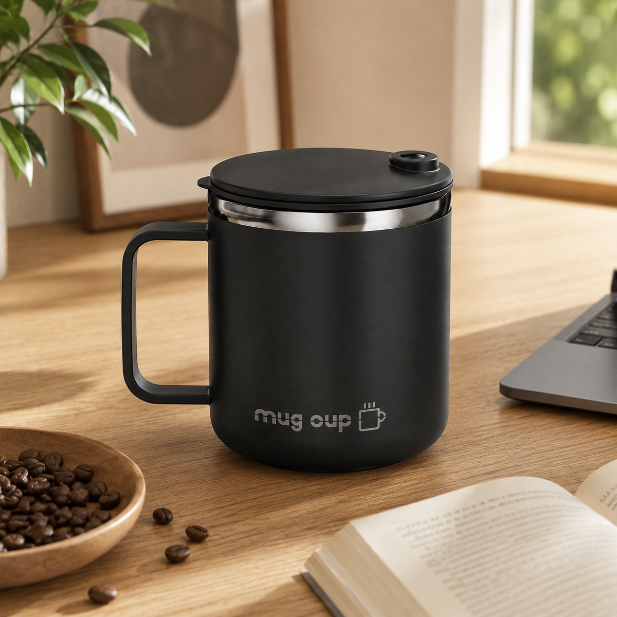 Sliding Lid Handled Coffee Tumbler 14oz