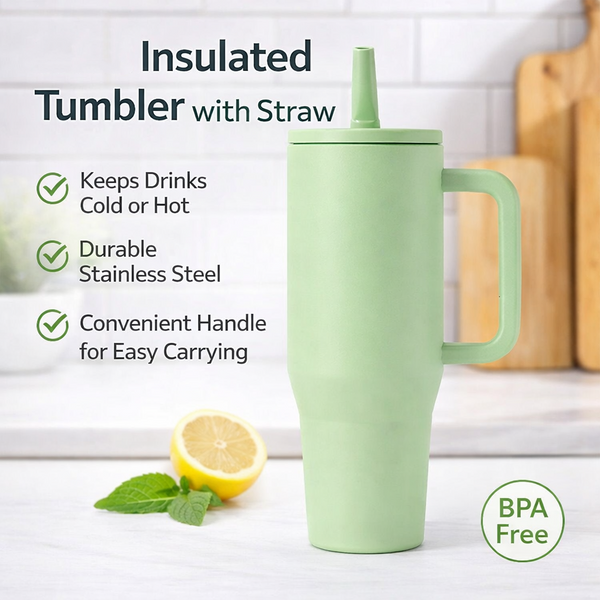 Insulated Handled Straw Tumbler