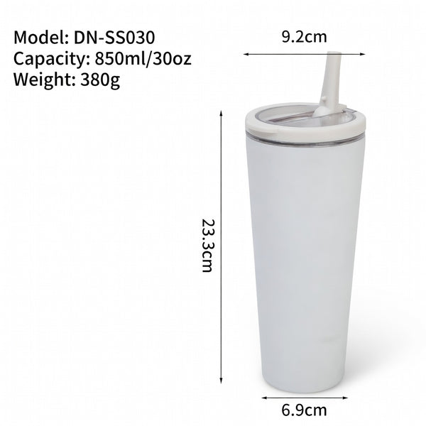 Integrated Ring Handle Straw Tumbler