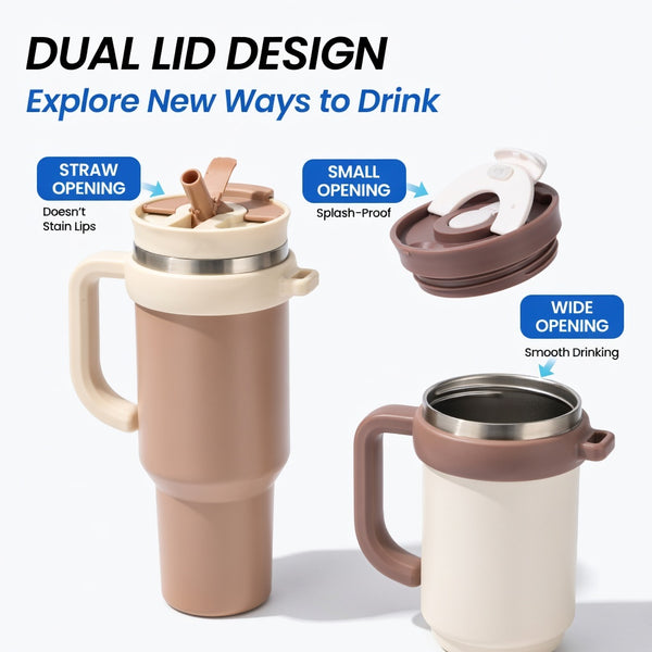 Handled Dual-Drink Travel Tumbler 40oz