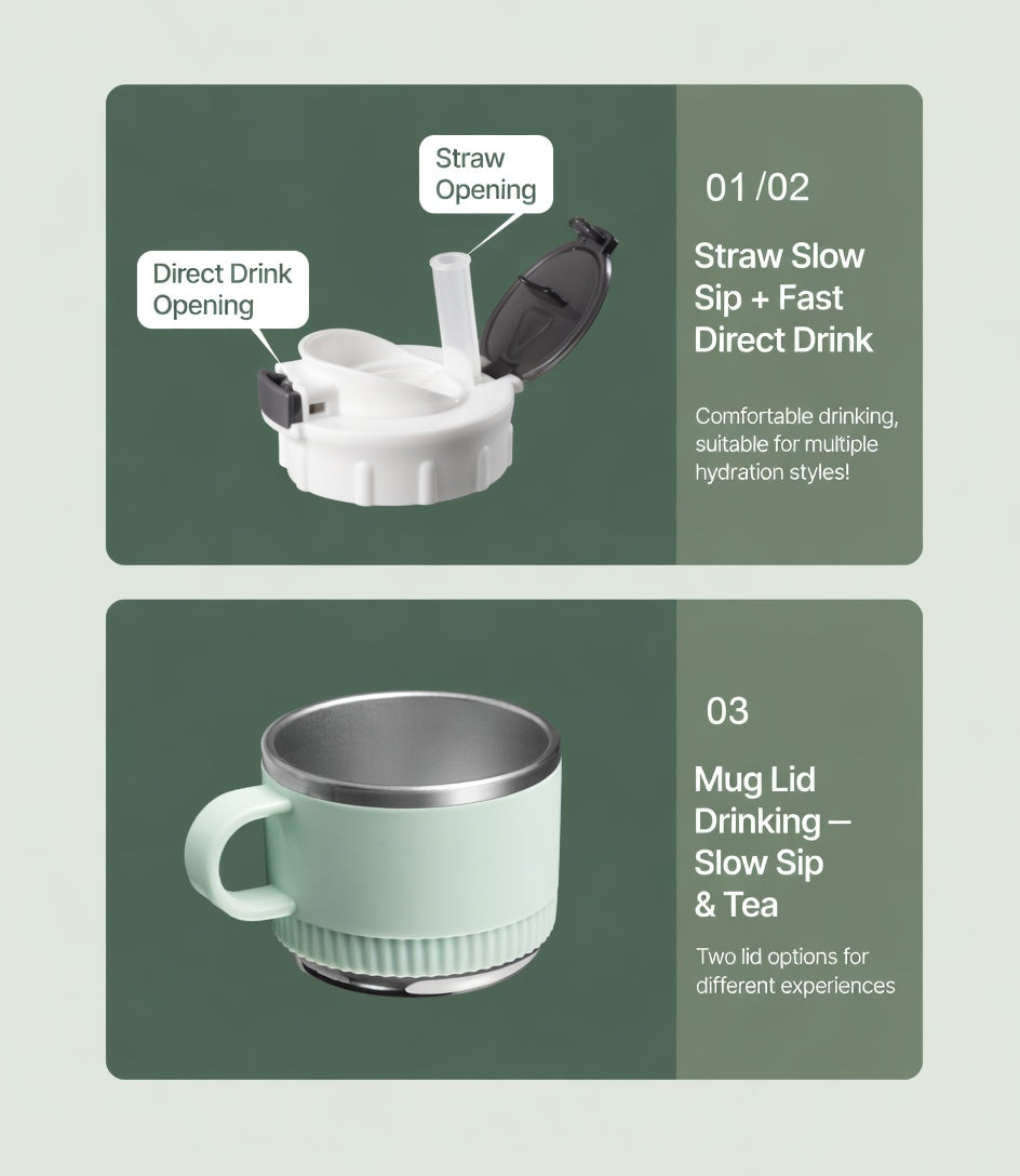 Matte Dual-Drink Water Bottle with Cup Lid