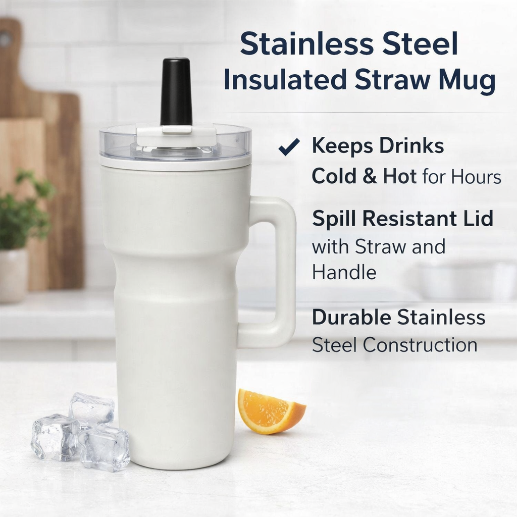 Matte Handled Straw Lid Travel Tumbler 25oz