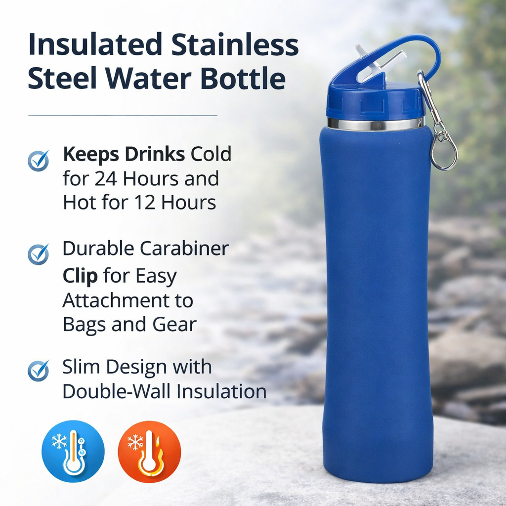 Slim Waist Straw Lid Insulated Bottle