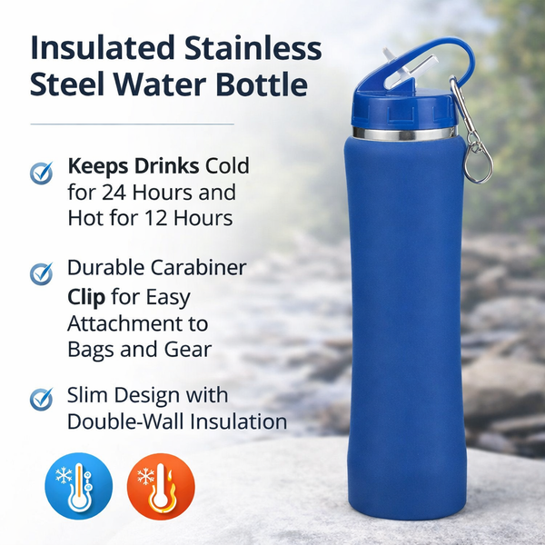 Slim Waist Straw Lid Insulated Bottle