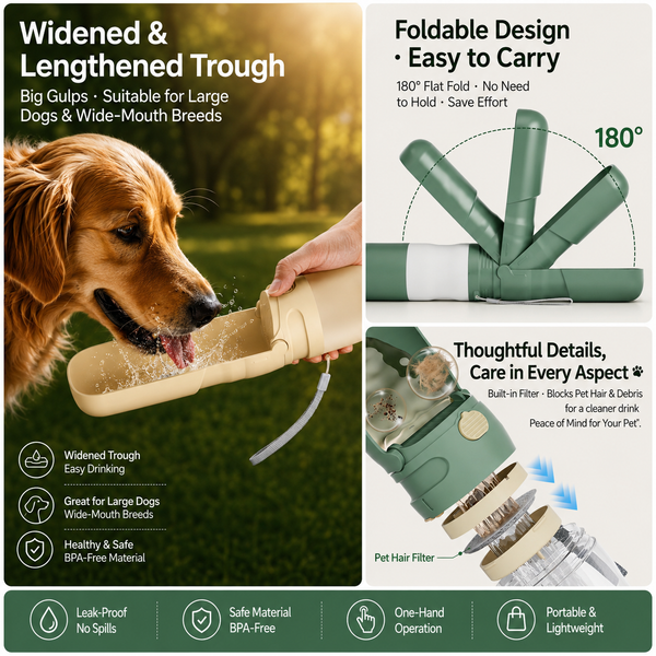 Multifunctional LED Light Pet Travel Bottle 12oz