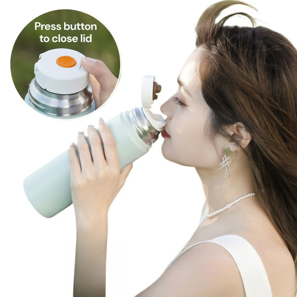 Matte Dual-Drink Water Bottle with Cup Lid