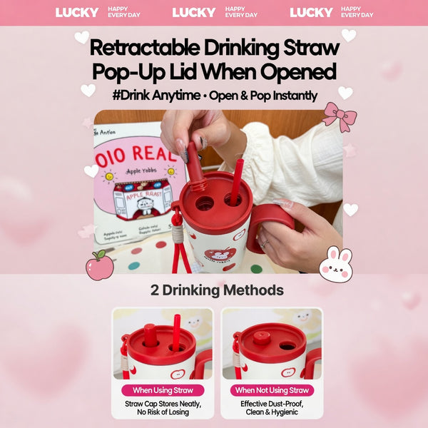 Cute Cartoon Handled Straw Tumbler with Tea Infuser 25oz