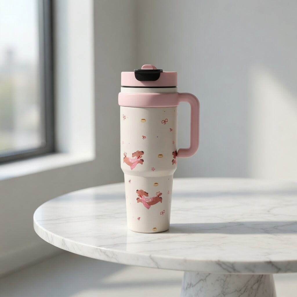 Matte Handled Dual-Sip Tumbler