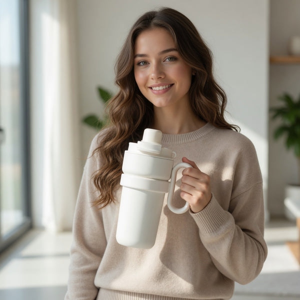 Dual-Drink Insulated Coffee Tumbler with Handle