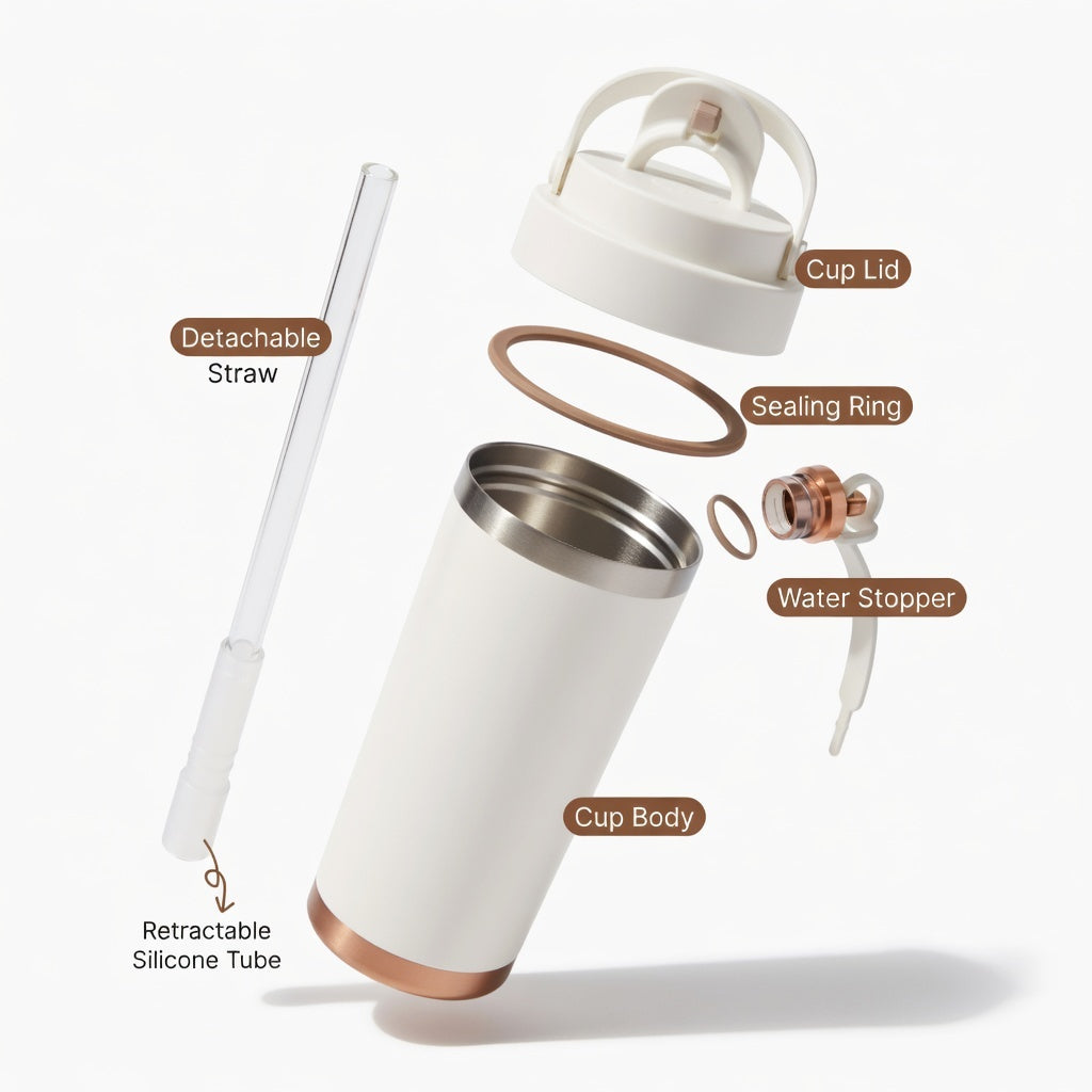 Ceramic Lined Handled Travel Tumbler 26oz