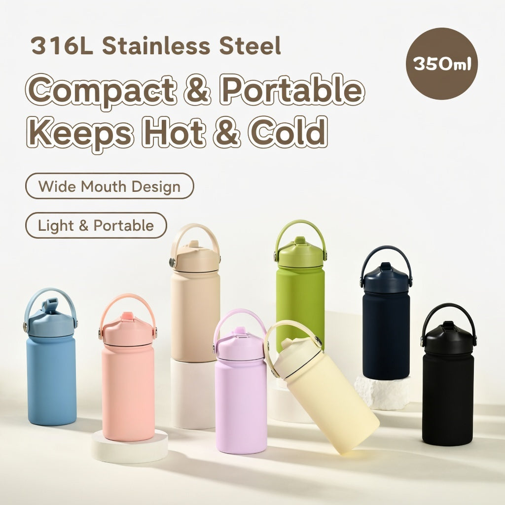 316L Stainless Steel Straw Lid Bottle