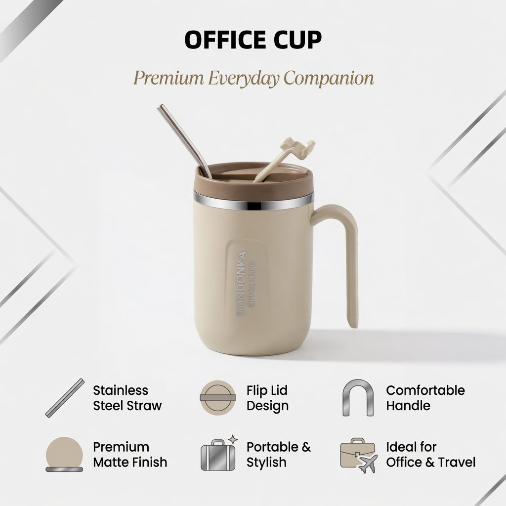 Insulated Handled Office Mug with Multi-Way Lid 17oz
