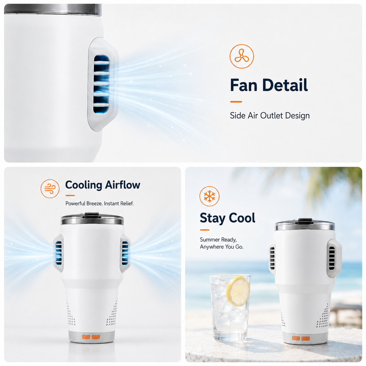 Smart Air-Conditioning Carry Handle Water Bottle 20oz - 40-Min Runtime