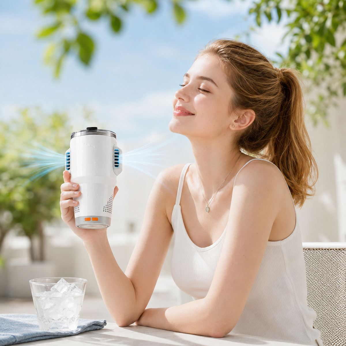 Smart Air-Conditioning Carry Handle Water Bottle 20oz - 40-Min Runtime